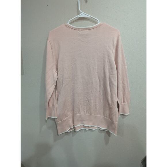 Pink aviator bear graphic knit sweater 100% supima cotton by Land's End size L - Picture 6 of 11